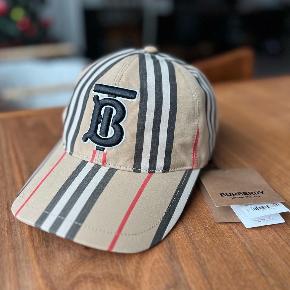 NEW! Burberry Monogram Motif Vintage Check Cotton Baseball Cap